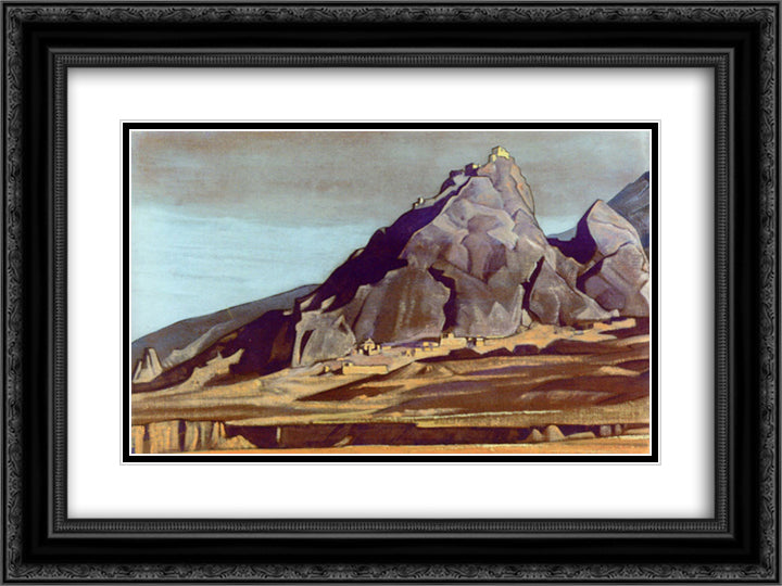 Temple 24x18 Black Ornate Wood Framed Art Print Poster with Double Matting by Roerich, Nicholas