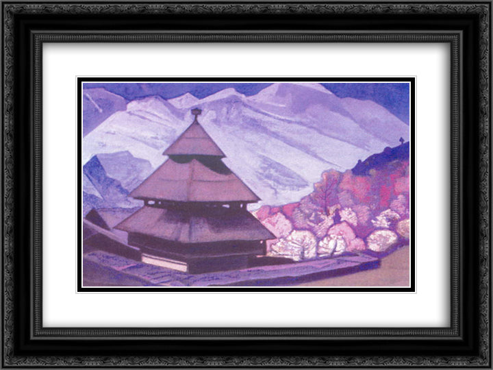 Temple of Tripura Sundari 24x18 Black Ornate Wood Framed Art Print Poster with Double Matting by Roerich, Nicholas
