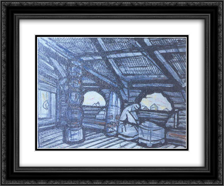 Terem of Yaroslavna 24x20 Black Ornate Wood Framed Art Print Poster with Double Matting by Roerich, Nicholas