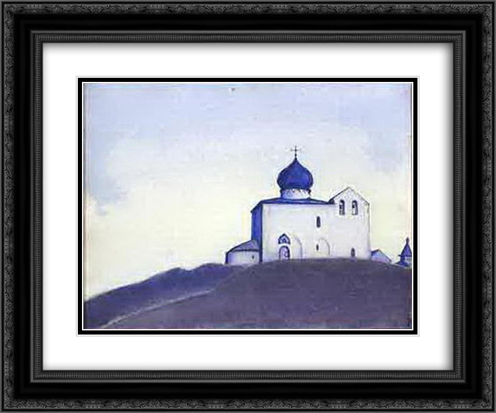 The Church in the name of St. Sergius in America 24x20 Black Ornate Wood Framed Art Print Poster with Double Matting by Roerich, Nicholas