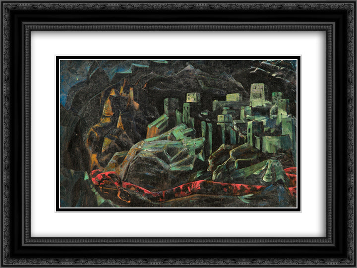 The Dead City 24x18 Black Ornate Wood Framed Art Print Poster with Double Matting by Roerich, Nicholas