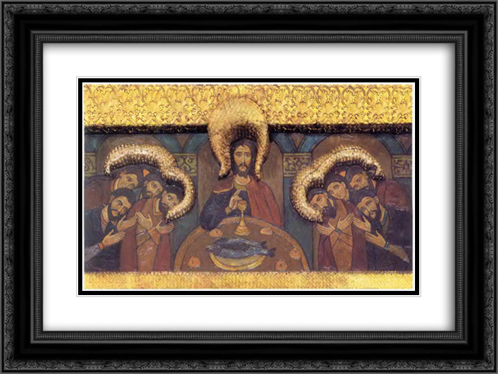 The King's Gate with the gate canopy. The Last Supper. 24x18 Black Ornate Wood Framed Art Print Poster with Double Matting by Roerich, Nicholas