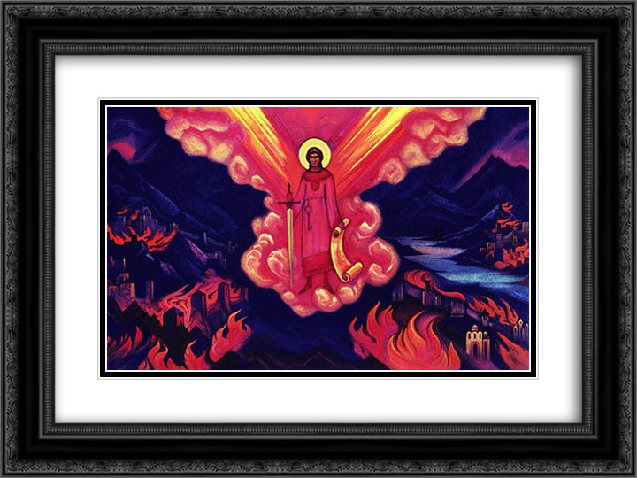 The Last Angel 24x18 Black Ornate Wood Framed Art Print Poster with Double Matting by Roerich, Nicholas