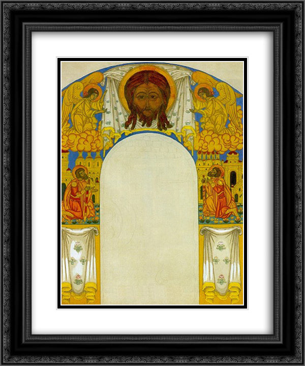 The saviour over the door 20x24 Black Ornate Wood Framed Art Print Poster with Double Matting by Roerich, Nicholas