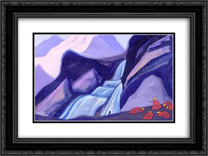 The treasure diviner 24x18 Black Ornate Wood Framed Art Print Poster with Double Matting by Roerich, Nicholas