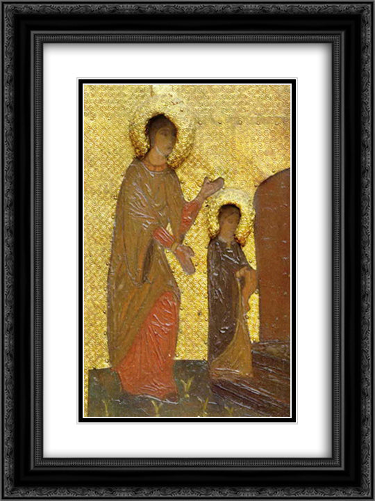 The Virgin Holidays. Introduction of the Virgin in Temple. Saint Anne and young Virgin Mary. 18x24 Black Ornate Wood Framed Art Print Poster with Double Matting by Roerich, Nicholas