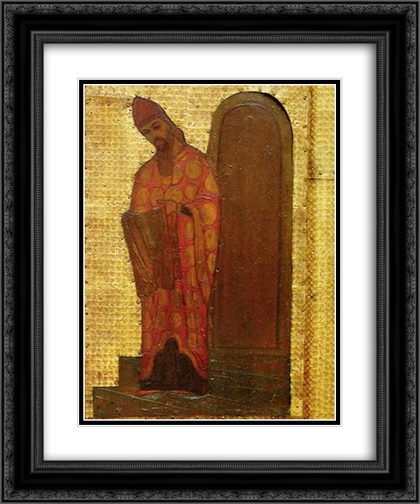 The Virgin Holidays. Introduction of the Virgin in Temple. The high priest Zechariah 20x24 Black Ornate Wood Framed Art Print Poster with Double Matting by Roerich, Nicholas