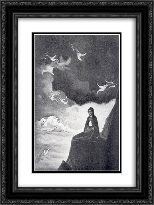 Thoughts of fire 18x24 Black Ornate Wood Framed Art Print Poster with Double Matting by Roerich, Nicholas