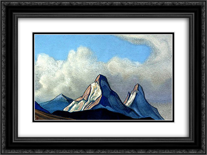 Tibet. Sacred stones. Mongolia. 24x18 Black Ornate Wood Framed Art Print Poster with Double Matting by Roerich, Nicholas