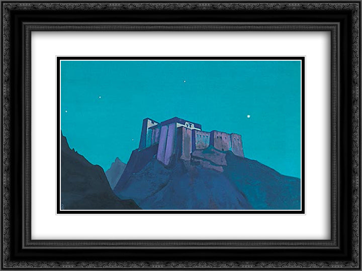 Tibet stronghold 24x18 Black Ornate Wood Framed Art Print Poster with Double Matting by Roerich, Nicholas