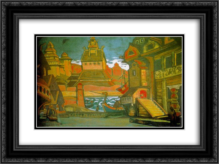 Tmutarakan 24x18 Black Ornate Wood Framed Art Print Poster with Double Matting by Roerich, Nicholas
