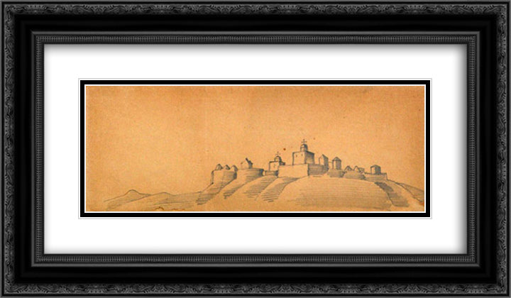 Town (Monastery on hills) 24x14 Black Ornate Wood Framed Art Print Poster with Double Matting by Roerich, Nicholas