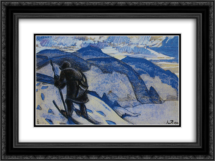 Traces (Mountain Wanderer) 24x18 Black Ornate Wood Framed Art Print Poster with Double Matting by Roerich, Nicholas