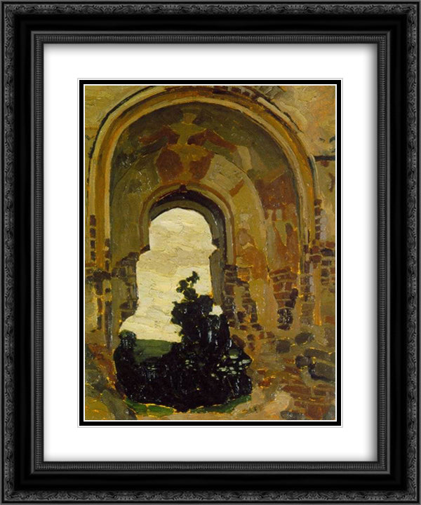 Troki. Sketch of Troki Monastery 20x24 Black Ornate Wood Framed Art Print Poster with Double Matting by Roerich, Nicholas