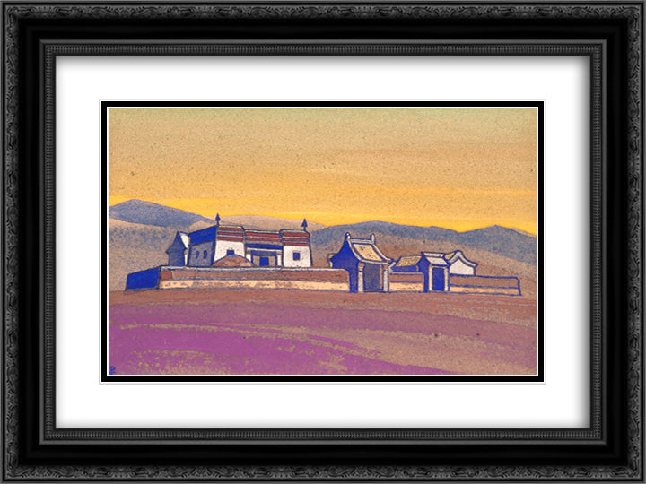 Tsagaan-Kure. Inner Mongolia. 24x18 Black Ornate Wood Framed Art Print Poster with Double Matting by Roerich, Nicholas