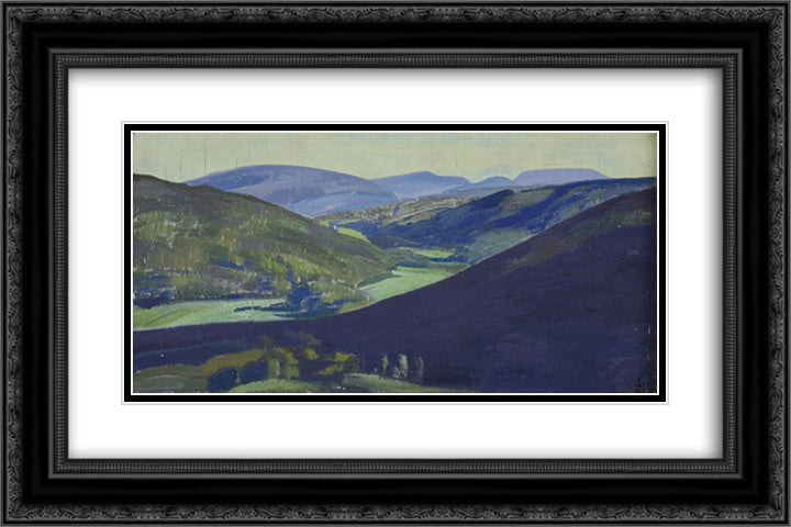 Tulola valley 24x16 Black Ornate Wood Framed Art Print Poster with Double Matting by Roerich, Nicholas