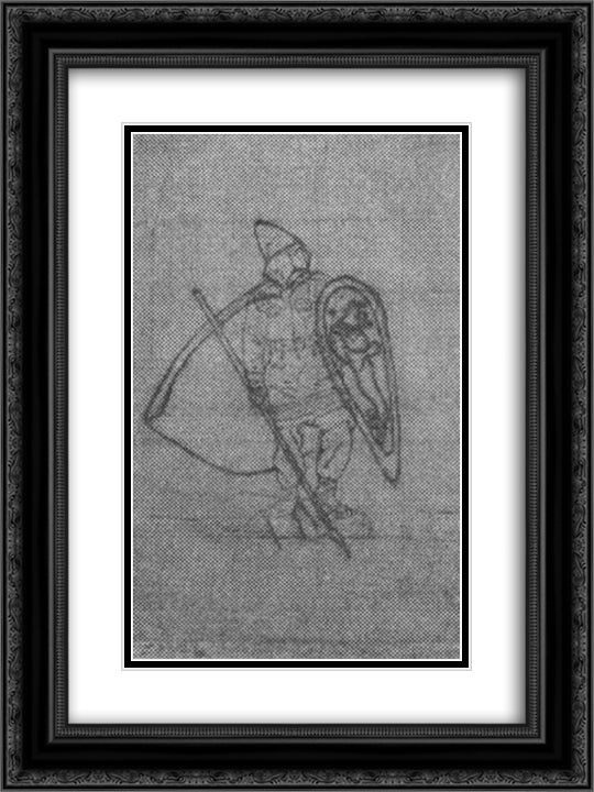 Varangian warrior 18x24 Black Ornate Wood Framed Art Print Poster with Double Matting by Roerich, Nicholas