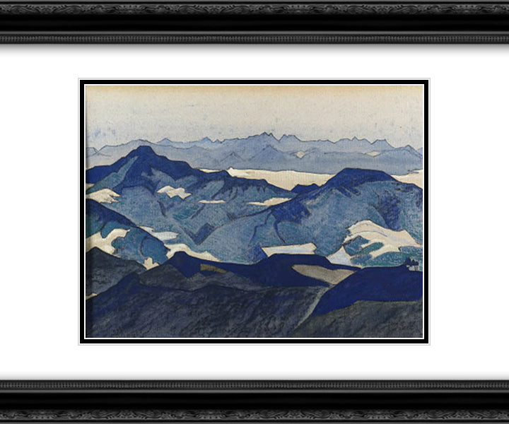 View of Jelar La 24x20 Black Ornate Wood Framed Art Print Poster with Double Matting by Roerich, Nicholas