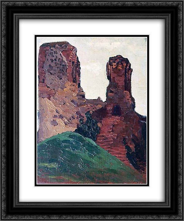 Vilno. Ruins of castle. 20x24 Black Ornate Wood Framed Art Print Poster with Double Matting by Roerich, Nicholas