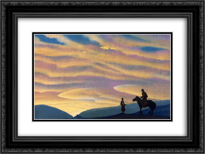Voice of Mongolia 24x18 Black Ornate Wood Framed Art Print Poster with Double Matting by Roerich, Nicholas