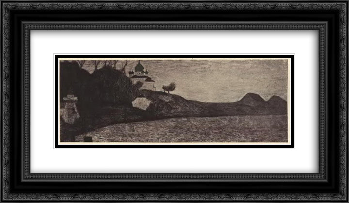 Volkhov 24x14 Black Ornate Wood Framed Art Print Poster with Double Matting by Roerich, Nicholas