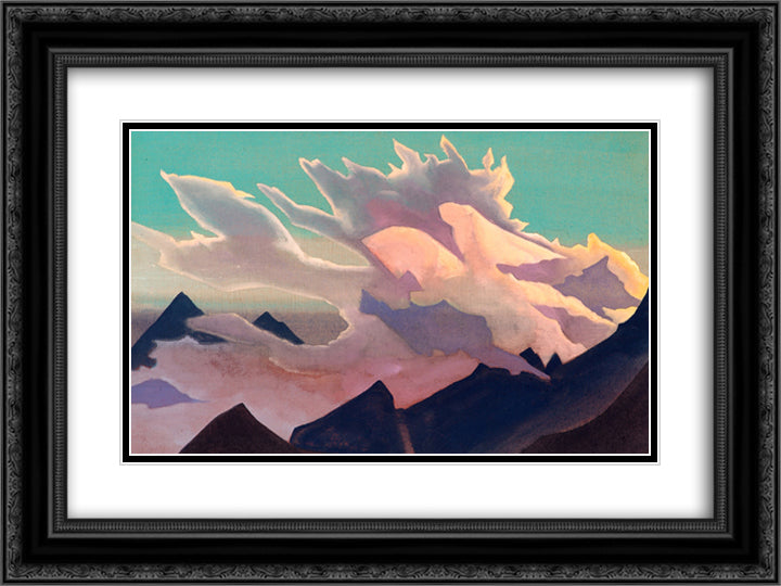 Warrior of Light 24x18 Black Ornate Wood Framed Art Print Poster with Double Matting by Roerich, Nicholas