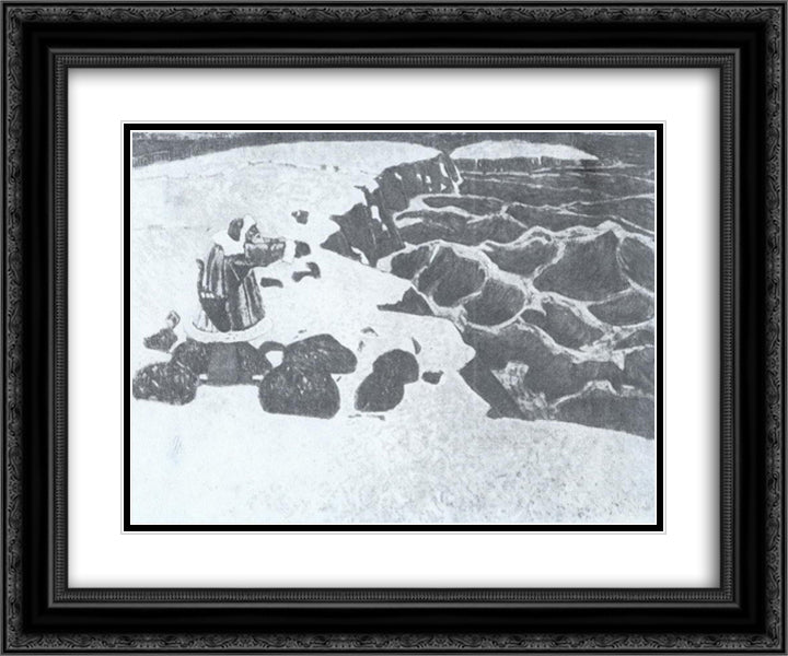 Water paternoster 24x20 Black Ornate Wood Framed Art Print Poster with Double Matting by Roerich, Nicholas