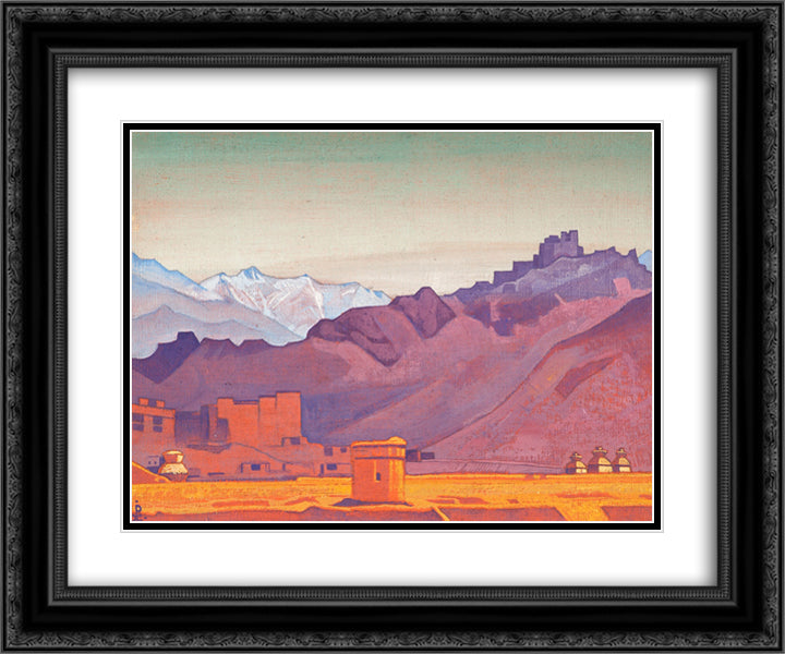 Way to Tibet 24x20 Black Ornate Wood Framed Art Print Poster with Double Matting by Roerich, Nicholas