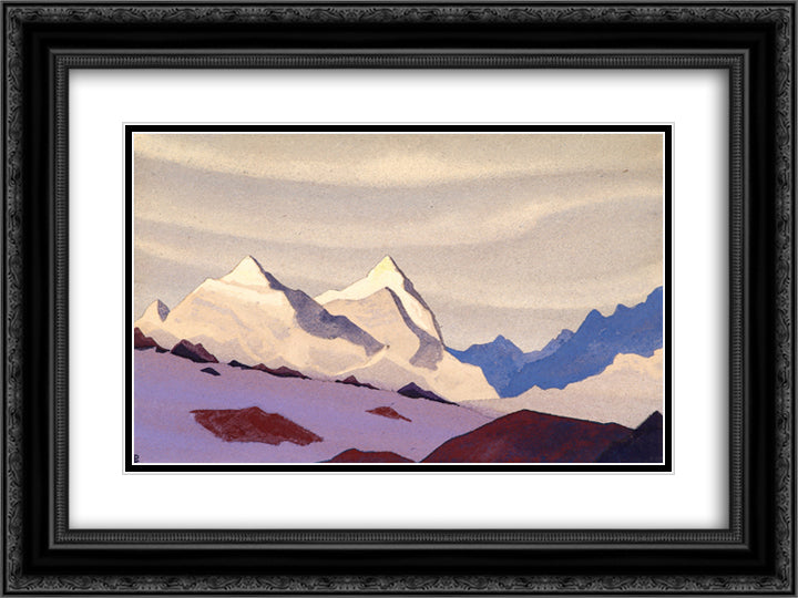 Western Himalayas 24x18 Black Ornate Wood Framed Art Print Poster with Double Matting by Roerich, Nicholas