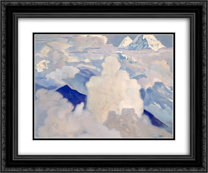 White and Celestial 24x20 Black Ornate Wood Framed Art Print Poster with Double Matting by Roerich, Nicholas