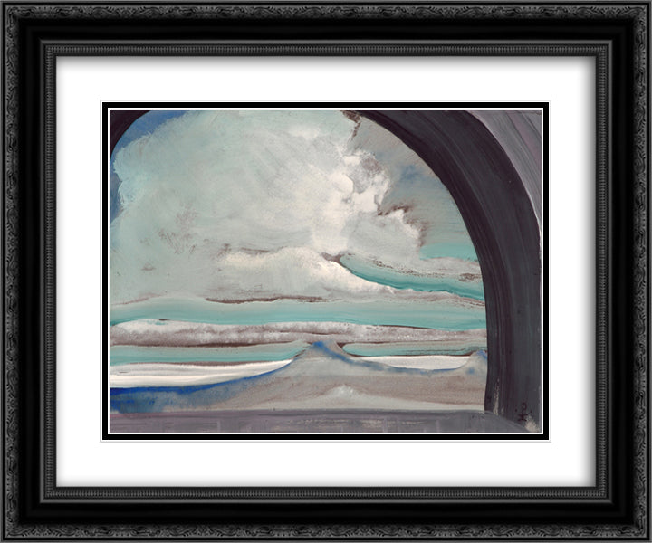 White cloud 24x20 Black Ornate Wood Framed Art Print Poster with Double Matting by Roerich, Nicholas