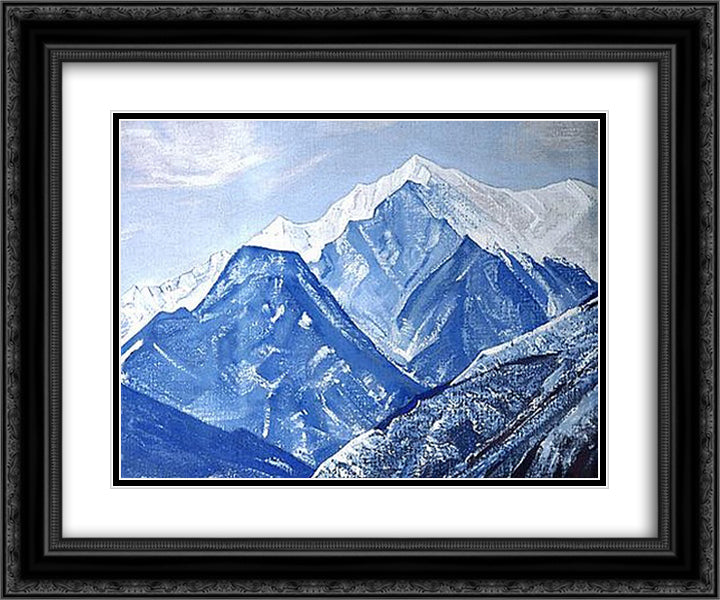 White Himalayas 24x20 Black Ornate Wood Framed Art Print Poster with Double Matting by Roerich, Nicholas