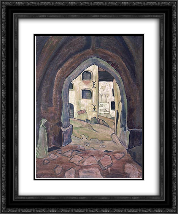 White Lady 20x24 Black Ornate Wood Framed Art Print Poster with Double Matting by Roerich, Nicholas