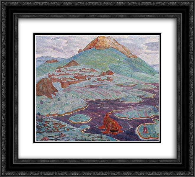 Wisdom of Manu 22x20 Black Ornate Wood Framed Art Print Poster with Double Matting by Roerich, Nicholas
