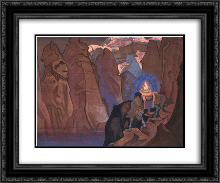 World's Treasure (Cintamani) 24x20 Black Ornate Wood Framed Art Print Poster with Double Matting by Roerich, Nicholas