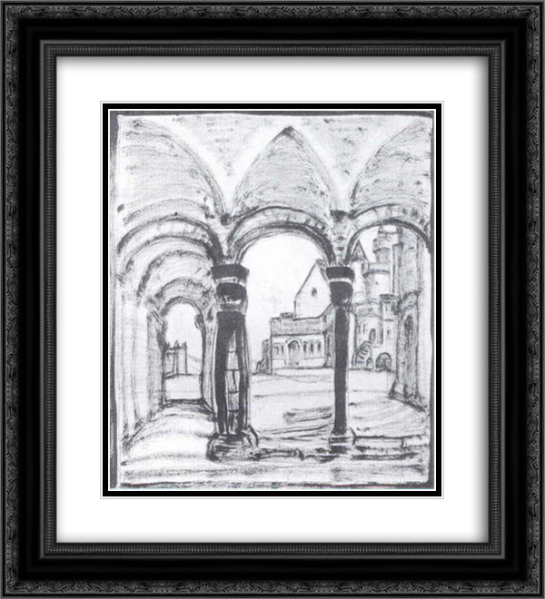 Yard 20x22 Black Ornate Wood Framed Art Print Poster with Double Matting by Roerich, Nicholas