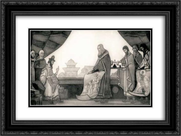 Yaroslav is glad for Kiev 24x18 Black Ornate Wood Framed Art Print Poster with Double Matting by Roerich, Nicholas