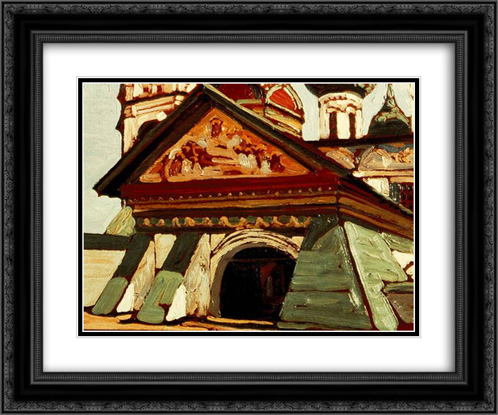 Yaroslavl. Entrance to the St. Nicholas Wet Church. 24x20 Black Ornate Wood Framed Art Print Poster with Double Matting by Roerich, Nicholas