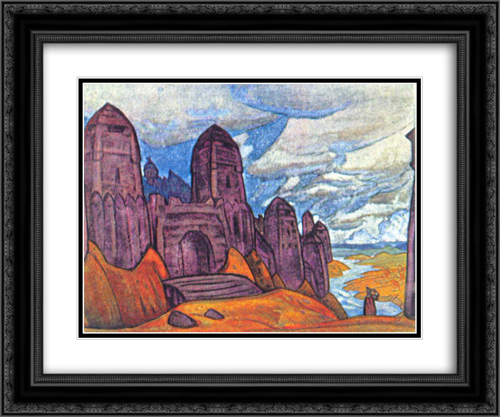 Yaroslavna's Lament 24x20 Black Ornate Wood Framed Art Print Poster with Double Matting by Roerich, Nicholas