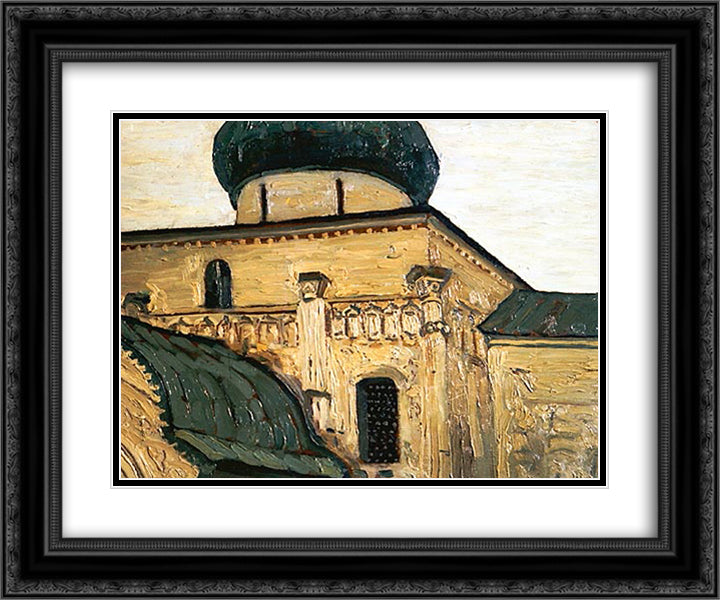 Yuryev-Polsky. St. George's Cathedral. 24x20 Black Ornate Wood Framed Art Print Poster with Double Matting by Roerich, Nicholas
