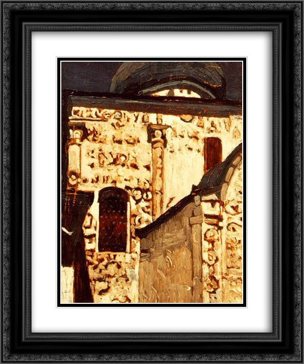 Yuryev-Polsky. Study of temple. 20x24 Black Ornate Wood Framed Art Print Poster with Double Matting by Roerich, Nicholas