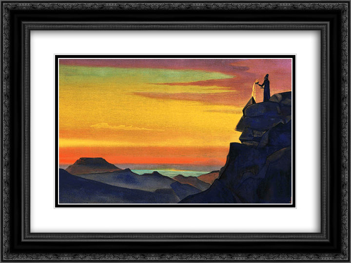 Zarathustra 24x18 Black Ornate Wood Framed Art Print Poster with Double Matting by Roerich, Nicholas