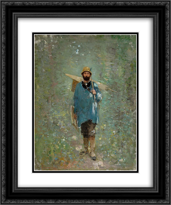 Andreescu at Barbizon 20x24 Black Ornate Wood Framed Art Print Poster with Double Matting by Grigorescu, Nicolae