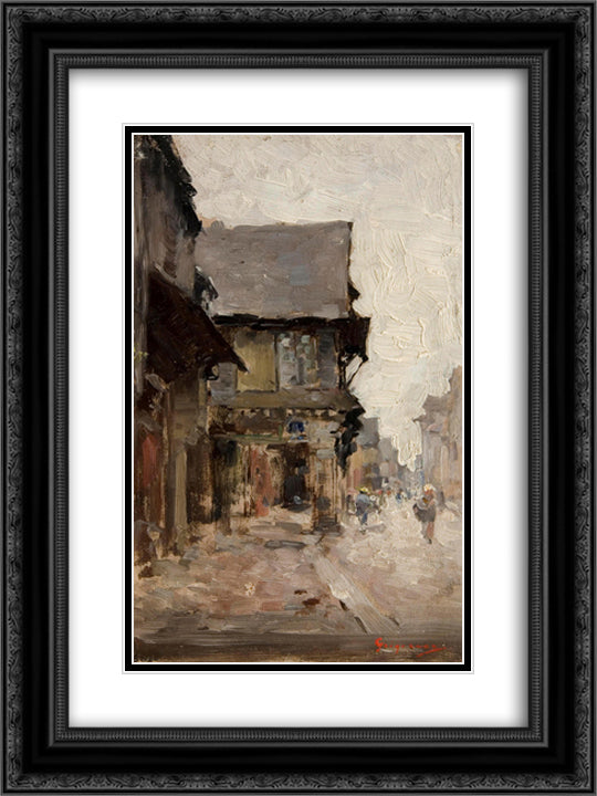 Case la vitre 18x24 Black Ornate Wood Framed Art Print Poster with Double Matting by Grigorescu, Nicolae