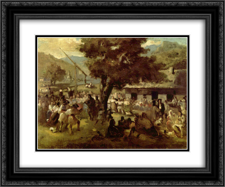 Hora 24x20 Black Ornate Wood Framed Art Print Poster with Double Matting by Grigorescu, Nicolae
