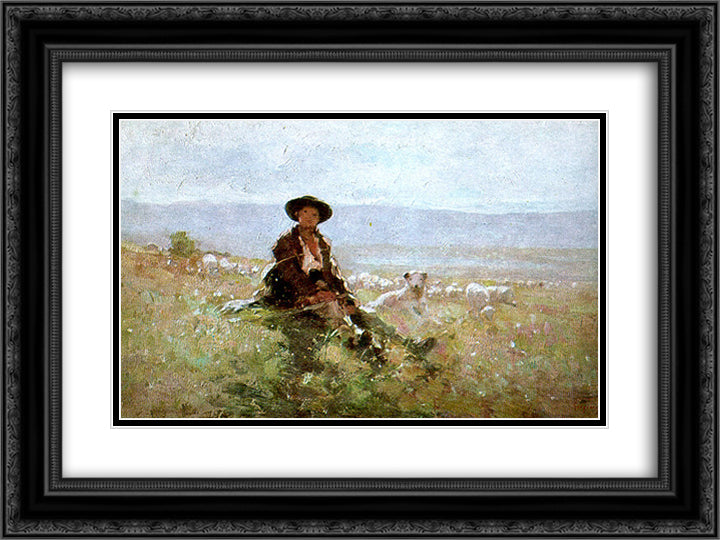 On a Peak 24x18 Black Ornate Wood Framed Art Print Poster with Double Matting by Grigorescu, Nicolae