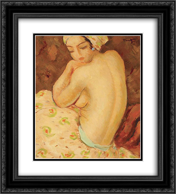 Afize 20x22 Black Ornate Wood Framed Art Print Poster with Double Matting by Tonitza, Nicolae