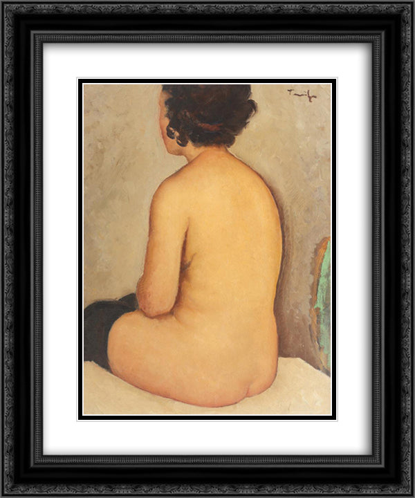 Back Nude 20x24 Black Ornate Wood Framed Art Print Poster with Double Matting by Tonitza, Nicolae