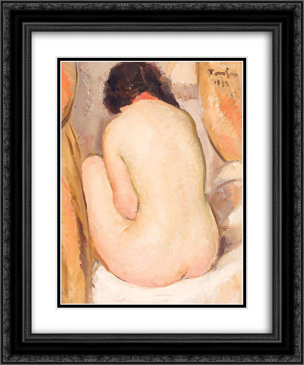Back Nude (Abibe) 20x24 Black Ornate Wood Framed Art Print Poster with Double Matting by Tonitza, Nicolae