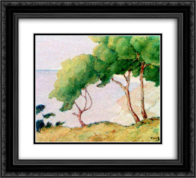 Forest Edge (Balcic) 22x20 Black Ornate Wood Framed Art Print Poster with Double Matting by Tonitza, Nicolae
